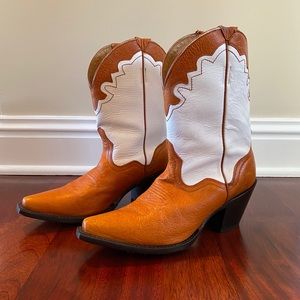 J.B. Dillon Orange and White Cowboy Boots - Size 9